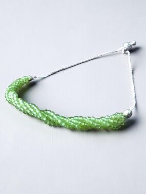 Peridot Beaded Sterling Silver Bracelet 925